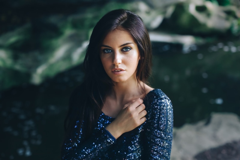 looking at camera, Aurela Skandaj, model, brunette, front view, long hair, face, lifestyles, young women, beauty, 1080P, standing, portrait, young adult