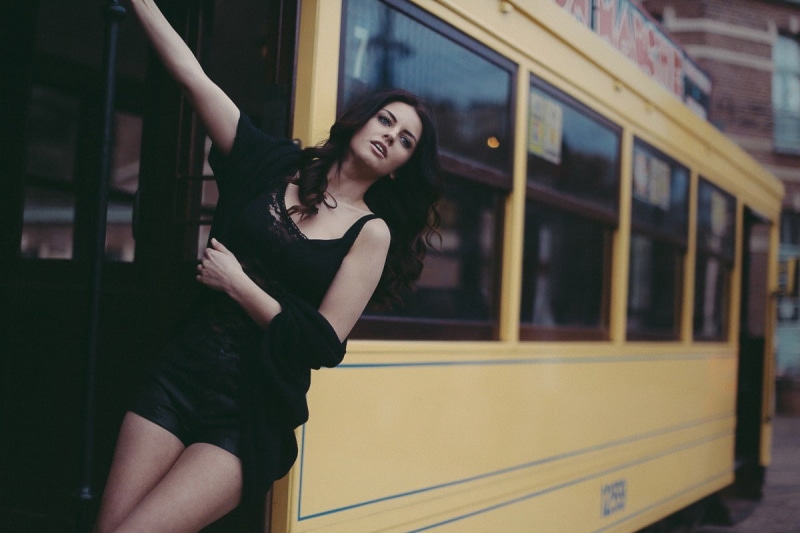 women, face, tram, 480P, model, blue eyes, Aurela Skandaj