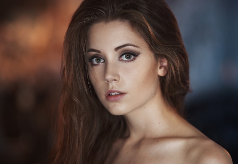 focus on foreground, face, beautiful people, close-up, headshot, Ksenia Kokoreva, young adult, front view, portrait, women, looking at camera, model, beautiful woman