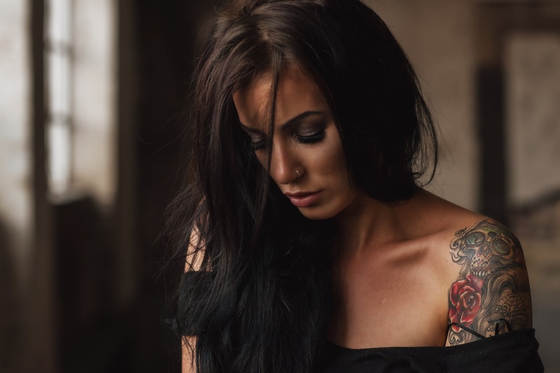 portrait, women, 1080P, face, kim, depth of field, tattoo, Mark Prinz, nose rings