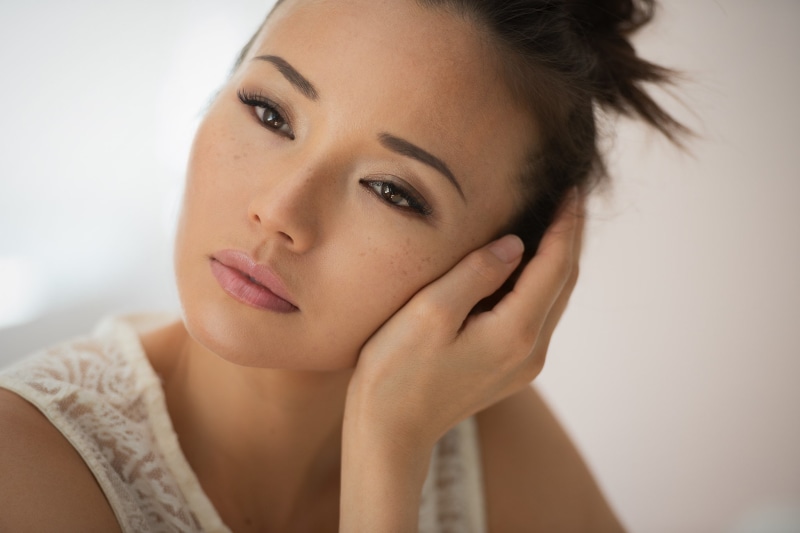 close-up, pink lipstick, body part, Mark Prinz, headshot, contemplation, indoors, women, human face, one person, young adult, hairstyle, portrait, beautiful people