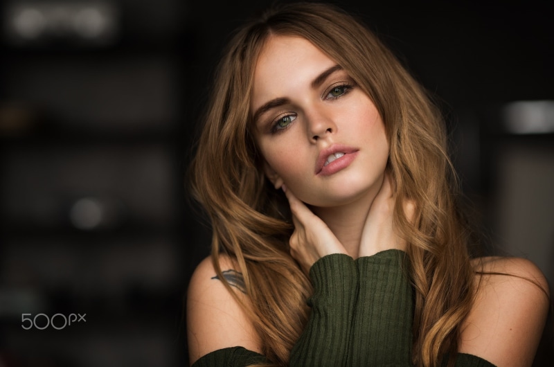 women, tattoo, portrait, 1080P, bare shoulders, 500px, green eyes, Mark Prinz, Anastasia Scheglova, face