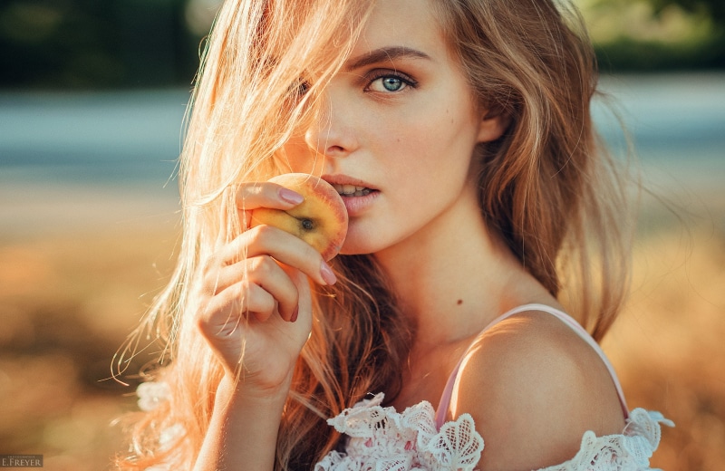 fashion, beautiful people, sunlight, looking at camera, beauty, hairstyle, outdoors, women, blue eyes, young women, teenager, Evgeny Freyer, adult, face