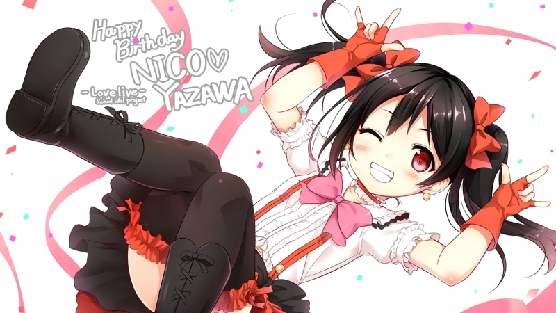 thigh-highs, pink color, twintails, anime girls, feet in the air, close-up, representation, long, Love Live!, females, Yazawa Nico, hair, looking at viewer