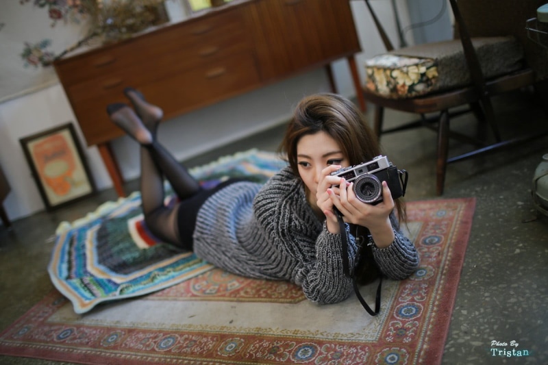 Korean, lifestyles, photography themes, brunette, camera, home interior, technology, relaxation, portrait, photographing, flooring, covered face, young women