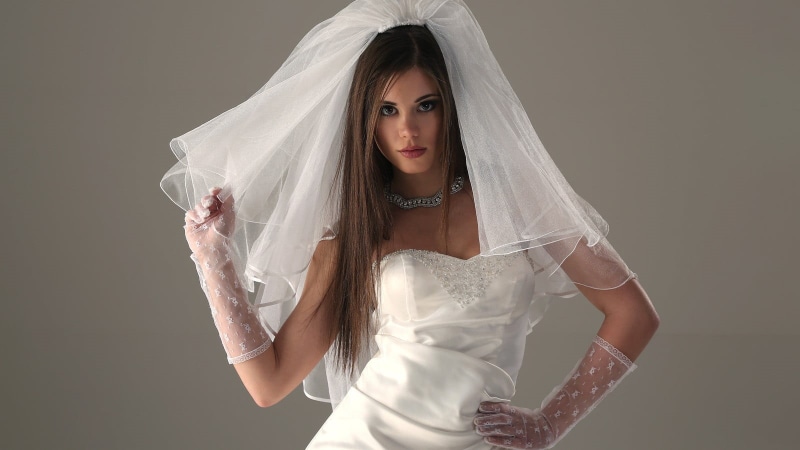 studio shot, adult, one person, brides, 720P, sweetheart, married, celebration, s, standing, event, fashion, beautiful woman, gown, clothing, newlywed