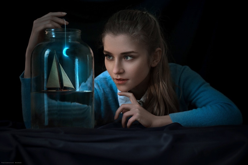 pretty, beautiful, lust, view, conceptual, amazing, cardigan, women, face, Anna Gerus, s, inspiration, blonde, water, portrait, girl, 1080P, sweetheart