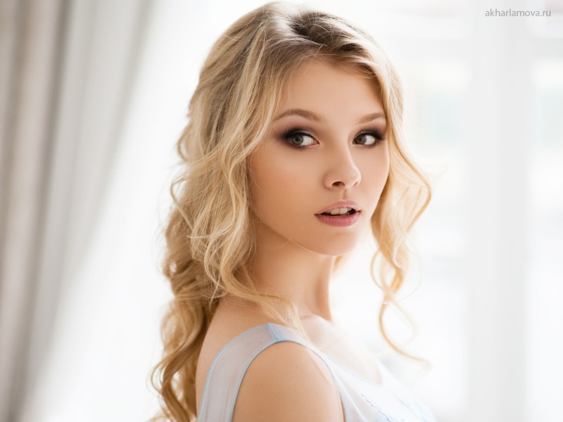 blonde, eyes, 1080P, women, wavy hair, long hair, Alice Tarasenko, model, face