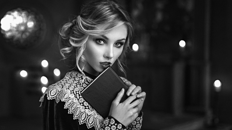 human face, monochrome, young women, hairstyle, fashion, model, 500px, portrait, beautiful people, face, lighting equipment, headshot, 720P, night, Alice Tarasenko