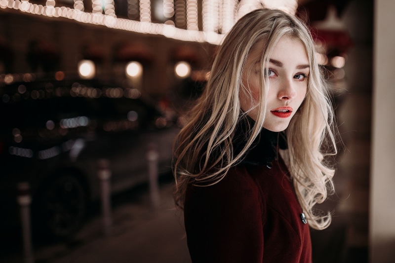 model, 1080P, red coat, women, Alice Tarasenko, blonde, coats