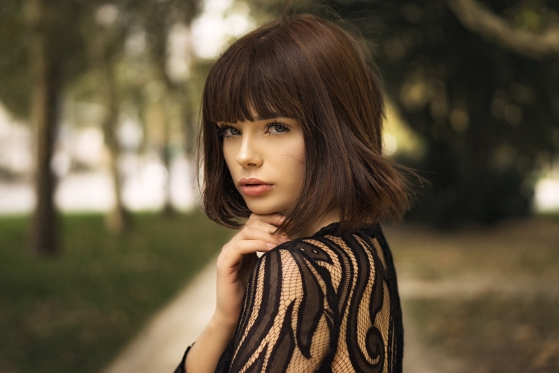 1080P, contemplation, young adult, women, headshot, model, looking at camera, long hair, brown hair, Martin Kühn, looking, portrait, one person, focus on foreground