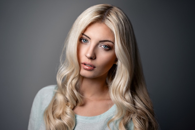portrait, face, simple background, Ann Sophie, women, 1080P, blonde
