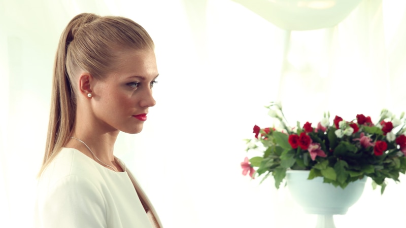 actress, women, blonde, 1080P, ponytail, Kristina Asmus, pearl earrings, Russian women