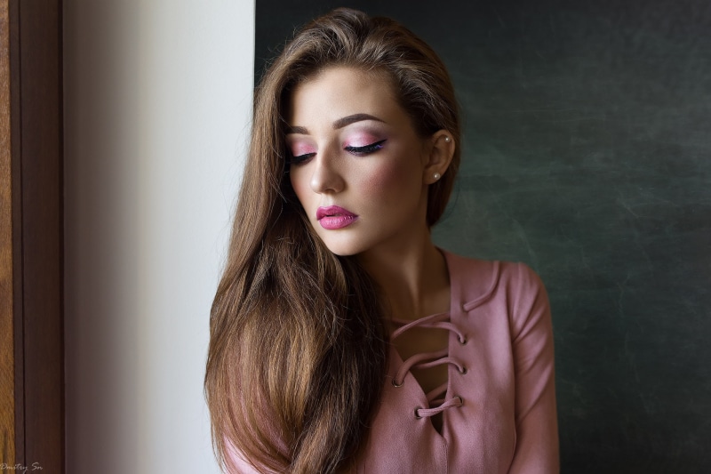 front view, women, Diana, adult, 1080P, hair, young women, fashion, eyeliner, make-up, headshot, beautiful woman, pink lipstick, young adult, hairstyle