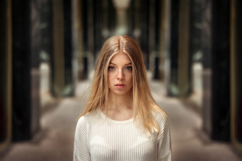 Martin Kühn, women, depth of field, portrait, blonde, face, 1080P