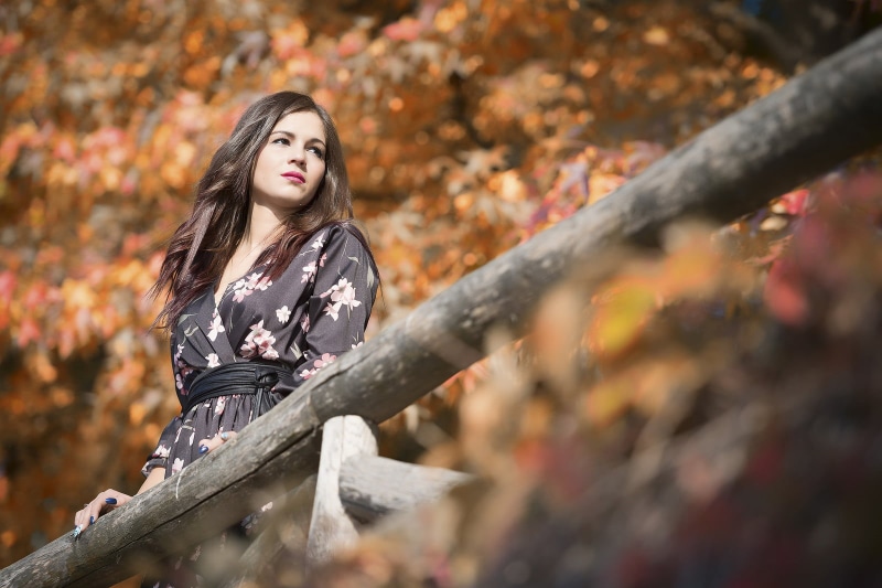 hairstyle, outdoors, forest, adult, hair, beauty, portrait, one person, leaf, Luigi Malanetto, blue nails, model, tree, beautiful woman, teenager, change