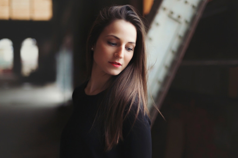 straight hair, portrait, young women, headshot, 1080P, long hair, focus on foreground, face, beautiful woman, standing, Maxime Prokaz, sweater, young adult