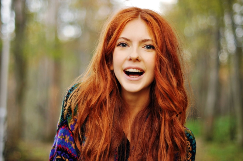 one Person, joy, wearing, looking, woman, tree, blond Hair, shirt, color Image, candid, enjoyment, happiness, nature, hairstyle, adult, park - Man Made Space