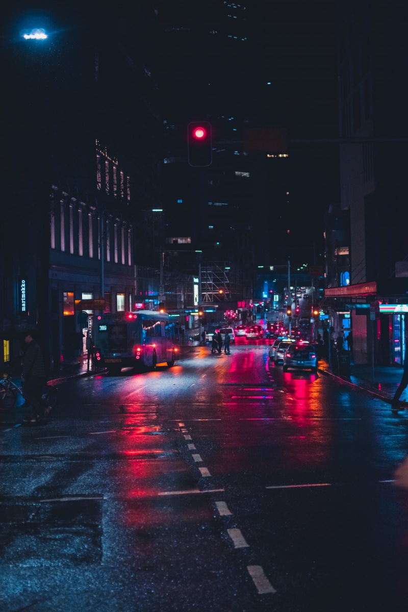 raining, neon, land Vehicle, 4K, outdoors, city by the sea, city Life, transport, travel, light, electric, car, night, edit, wet, urban Scene, city, asphalt
