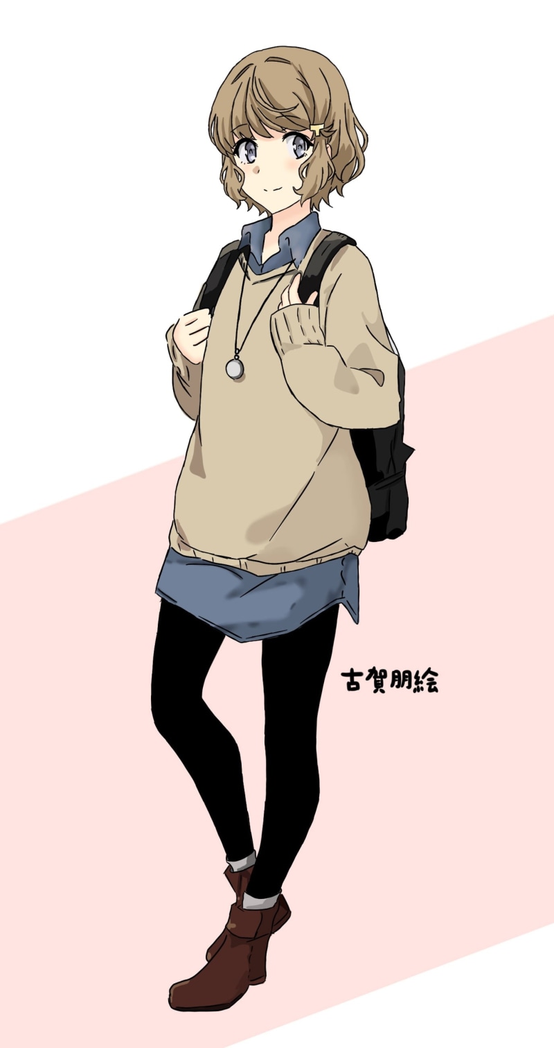 smiling, blushing, looking at viewer, vertical, simple background, anime girls, black stockings, Seishun Buta Yarou wa Bunny Girl Senpai no Yume o Minai