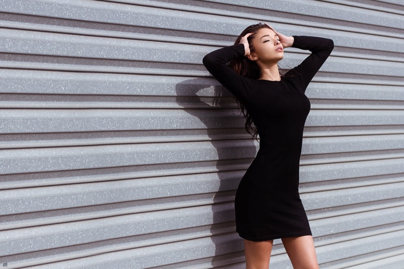 Eric Elger, lifestyles, dress, hair, outdoors, one person, simple background, closed eyes, day, fashion, casual clothing, adult, long hair, young adult