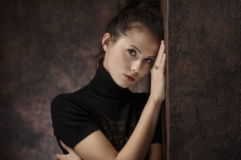 long hair, russian, turtlenecks, hair, women, timokhina, catherine timokhina, catherine, 1080P, looking at viewer, looking, face, long, viewer, rings