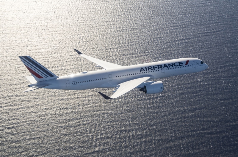 Airbus, Airbus A350 XWB, Air France, Sea, A passenger plane, Airbus A350-900, 2K, Wing