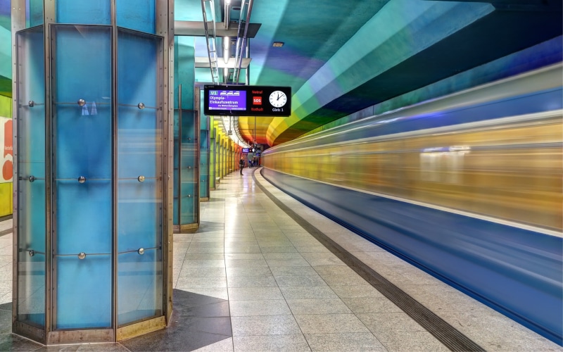 Munich, architecture, transportation, train, station, public transportation, long exposure, speed, subway train, rail transportation, travel, motion, subway