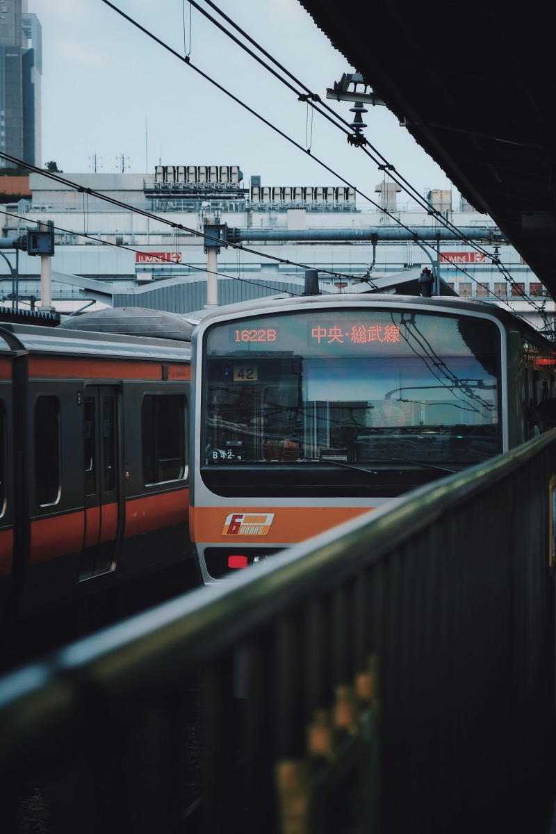 train - vehicle, rail transportation, no people, commute, railroad station, journey, transport, electricity, 5K, arrival, photography, japan, track, cable