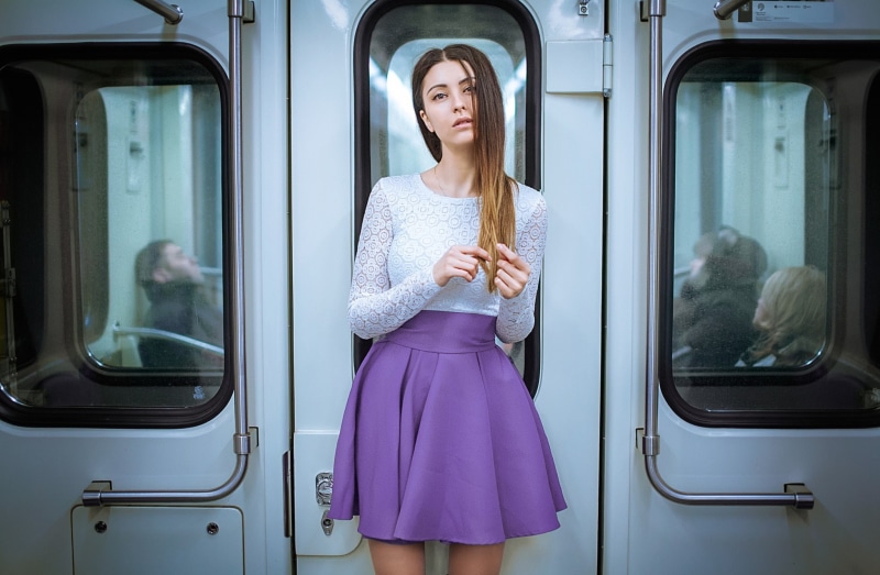 train - vehicle, transportation, hairstyle, subway train, Ombre Hair, travel, portrait, adult, leaving, long hair, one person, brunette, looking, young adult
