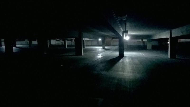 empty, station, concrete, city, garages, dark, lighting equipment, built structure, parking lot, architecture, night, parking garage, subway, sign, 2K