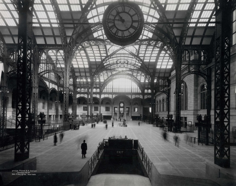 train station, analog, 1080P, long exposure, subway, clock, New York City, large, vintage, old photos, monochrome