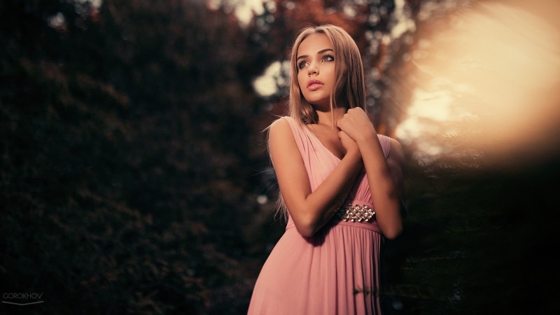 beautiful woman, one person, Ivan Gorokhov, glamour, nature, clothing, woman, model, Maria Puchnina, bare shoulders, contemplation, beautiful people, outdoors