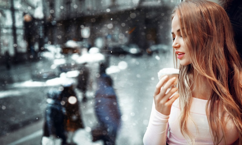women, 1080P, hair, city, long hair, outdoors, hairstyle, positive emotion, snowing, enjoyment, Mary Jane, smiling, young adult, sweets, portrait, face