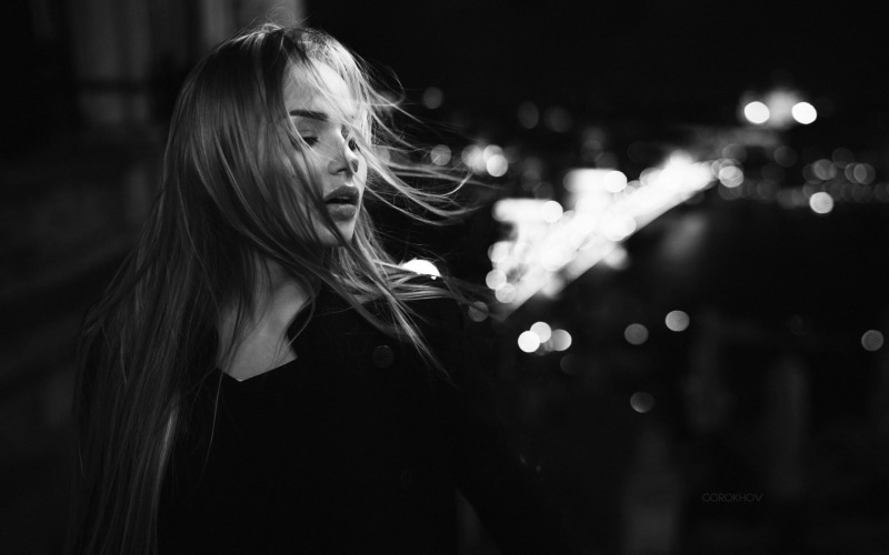 women, monochrome, 1080P, glamour women, Ivan Gorokhov, hair in face, Mary Jane, 500px, Maria Puchnina