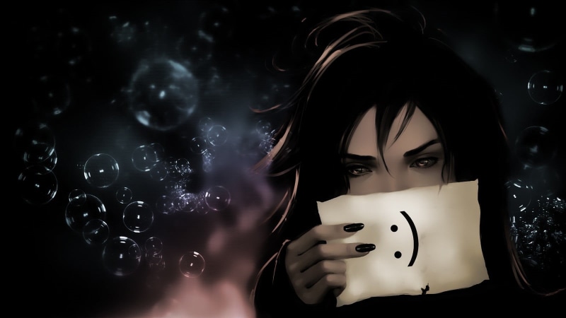 leisure activity, anime girls, beauty, nails, women, hairstyle, real people, adult, dark hair, beautiful woman, indoors, headshot, smiley, fashion, post-it notes