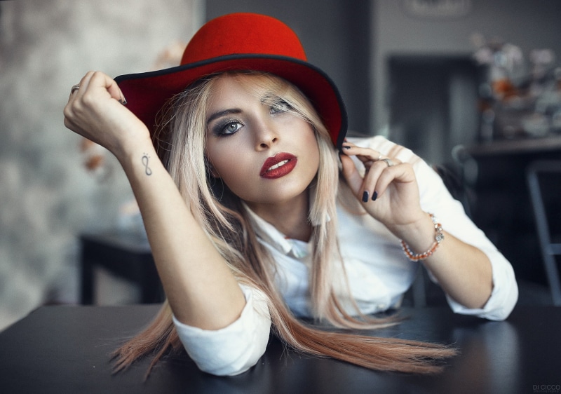 clothing, contemplation, beautiful people, human face, young women, blue eyes, fashion, 1080P, model, Alessandro Di Cicco, face, focus on foreground, women