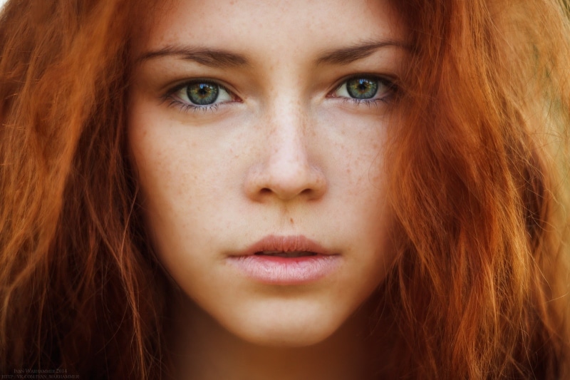 Ivan Warhammer, redhead, women, hazel eyes, 720P, freckles, face