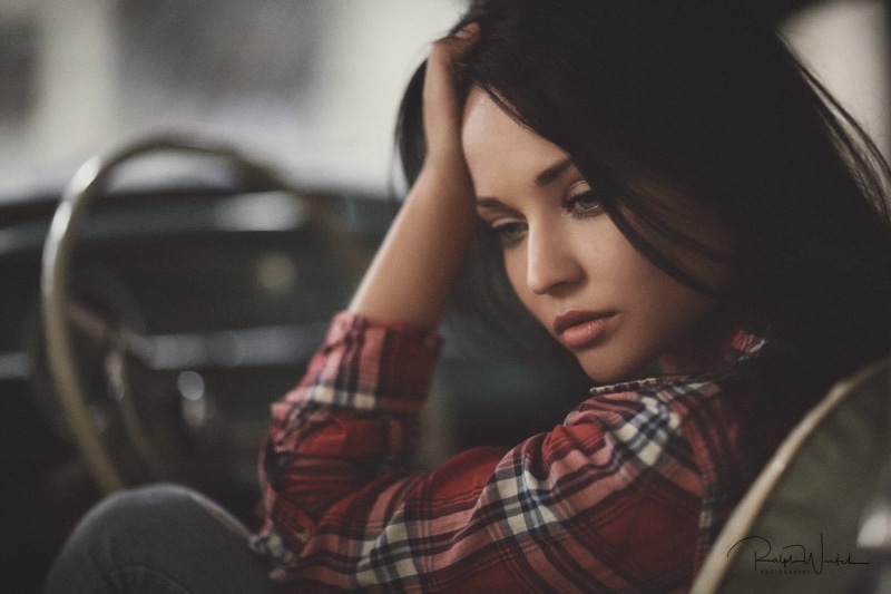 beauty, mode of transportation, sitting, transportation, adult, women, contemplation, indoors, motor vehicle, portrait, car, land vehicle, Angelina Petrova