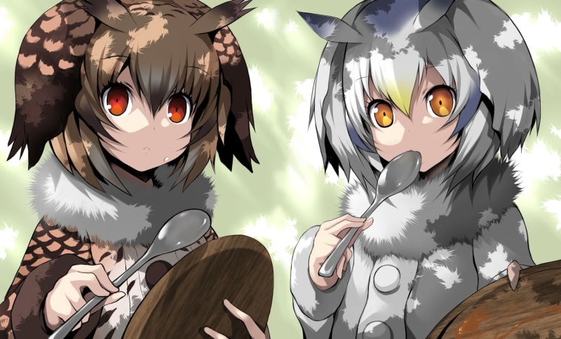 white-faced, 720P, konachan, 249332, tagme, anthropomorphism, friends, eagle-owl, 2girls, kemono, (artist), eurasian, (kemono, friends), northern, com