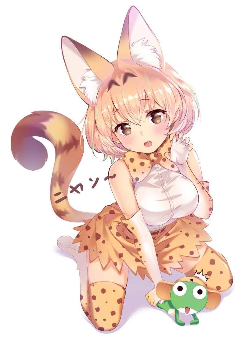 looking at camera, beauty in nature, beauty, women, Keroro Gunsō, mammal, 1080P, short hair, animal wing, one person, clothing, cut out, Serval (Kemono Friends)