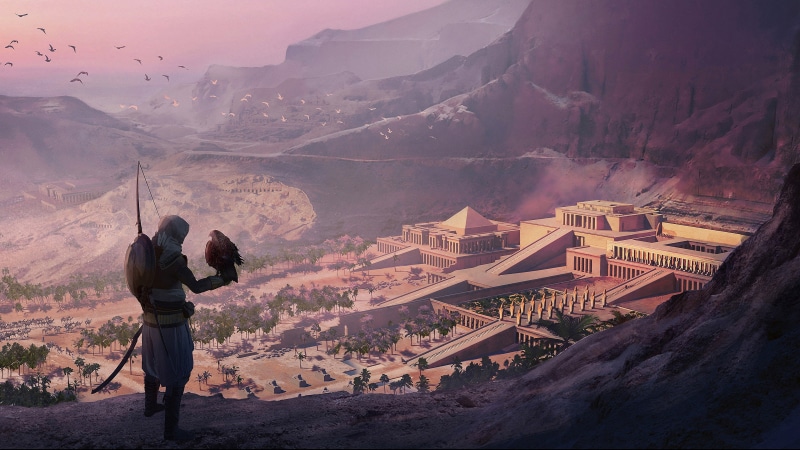 mountain, landscape, outdoors, Assassins Creed: Origins, environment, nature, 4K, adult, video games, non-urban scene, Assassins Creed, travel destinations