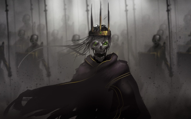 gold, warrior, death, spear, wearing, representation, art and craft, illustration, crown, belief, 2K, digital art, female likeness, no people, creativity