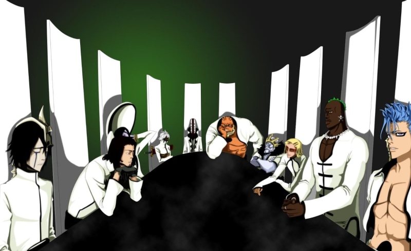real people, Arrancar, Aaroniero Arruruerie, women, people, front view, illustration, Yammy Llargo, sitting, Coyote Starrk, lifestyles, Grimmjow Jaegerjaquez