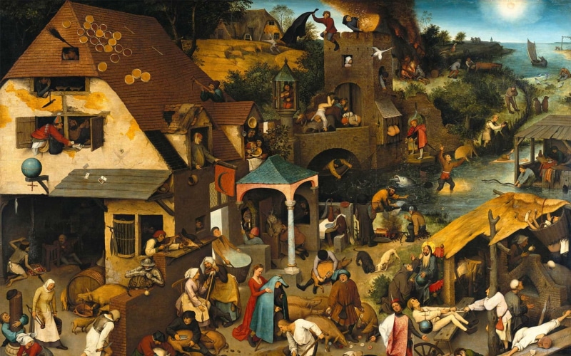 day, real people, 1080P, nature, building exterior, built structure, painting, large group of people, group of people, crowd, religion, classic art, representation