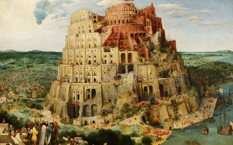 classic art, 720P, Tower of Babel, Pieter Bruegel, boat, tower