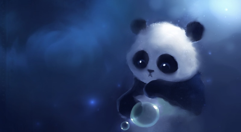 sad, bubble, studio shot, no people, Panda, Animal, underwater, animal representation, indoors, holding, Fantasy, Artwork, representation, close-up