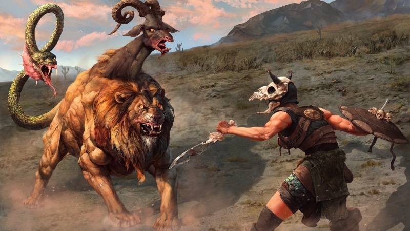 animal wildlife, videogame, herbivorous, Chimera, horned, 4K, group of animals, aggression, warrior, land, creature, livestock, mammal, outdoors, running