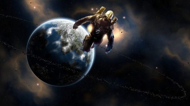 astronomy, water, exploration, sky, planet - space, videogame, fantasy art, sea, artwork, Dark Void, 1080P, adventure, night, planet, space, outdoors
