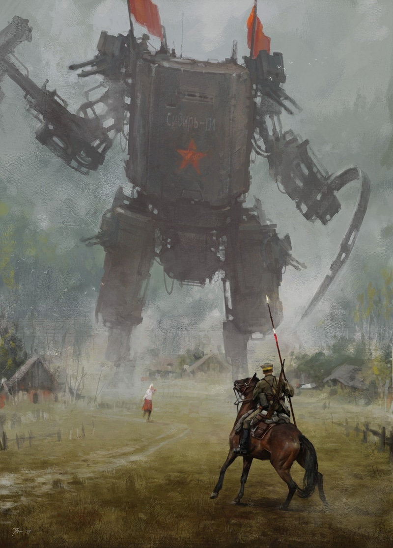 futuristic, Jakub Różalski, artwork, 1920, painting, science fiction, 720P